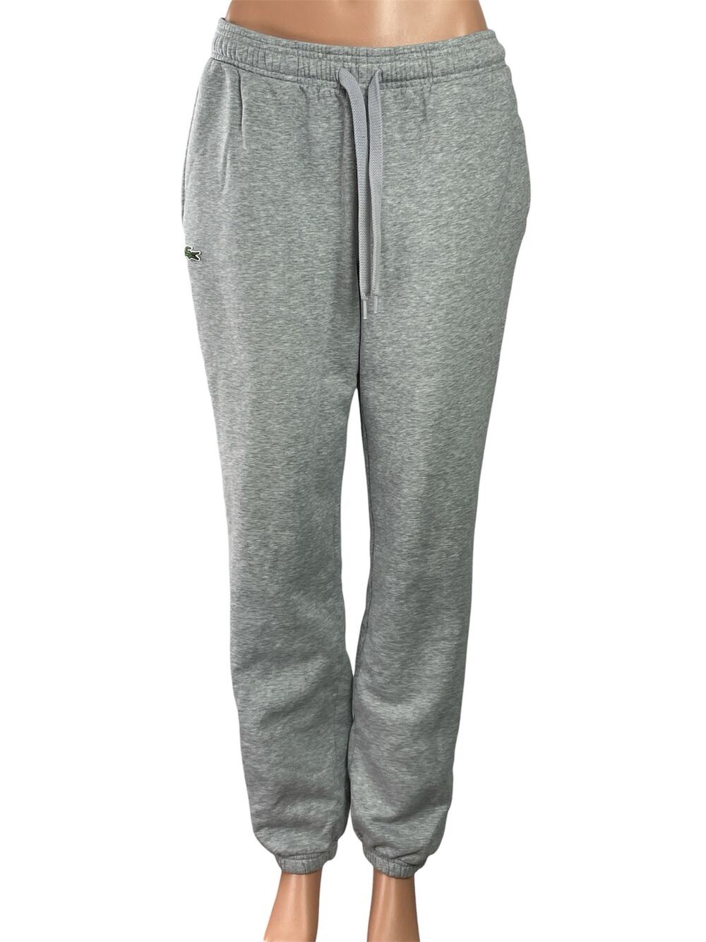 Lacoste Sport Gray Drawstring High Waisted Jogger Jogging Sweat Track Pants Sz L